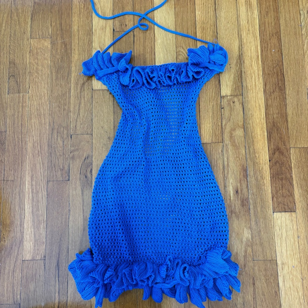 blue bikini knit cover up